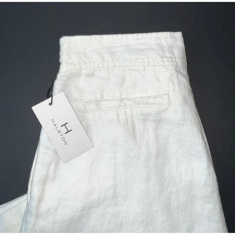 NWT Halston 100% Linen Wide Leg Pants Size 8 White Pleated Trousers Dynasty - Picture 4 of 9
